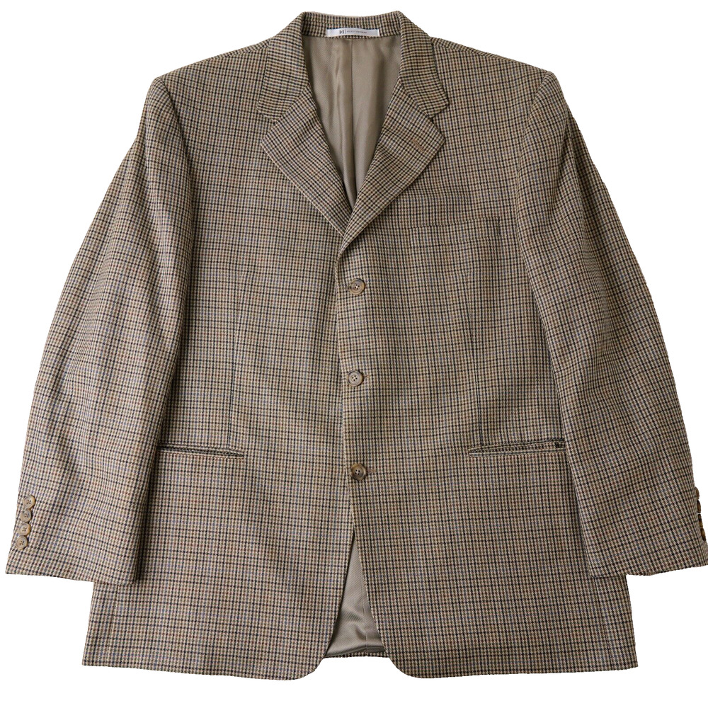 Hickey Freeman Men’s 44 Beige Wool Silk Sport Coat Nailshead Light Academia USA